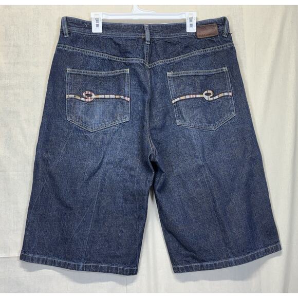 Ecko Unltd Men’s Size 38 Baggy Denim Shorts Hip-Hop Streetwear Blue - Picture 7 of 10